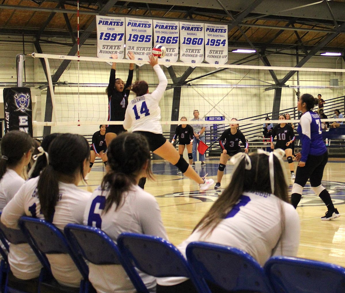 Eden Thomas spikes the ball earning a point for EHS. 