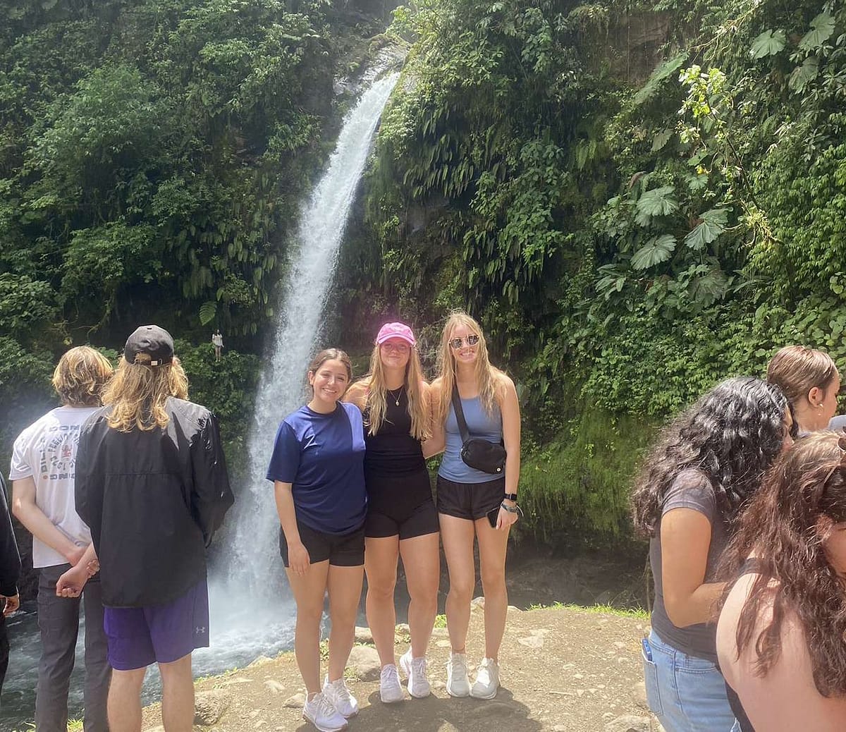 Erin Altenhofen (right) with Kaylee McCaskey and Alex Sanchez on a three hour tour to Sarapiqui. 