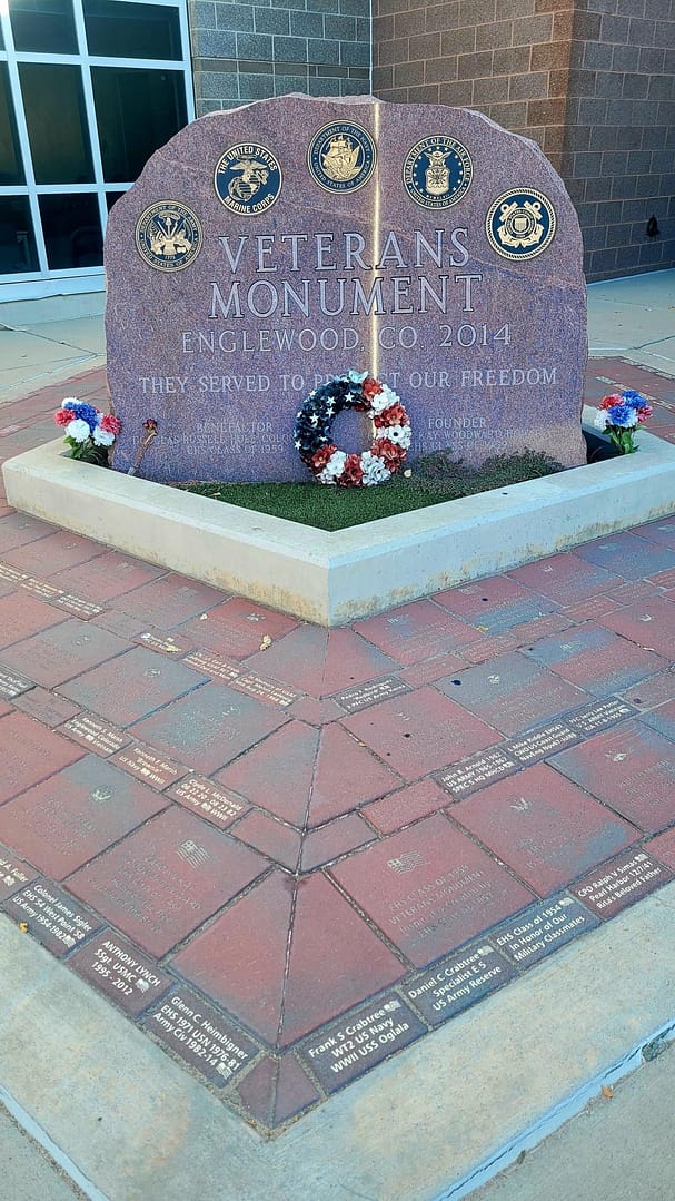 The Veterans Memorial in front of the Englewood High School campus honors those who served in the military