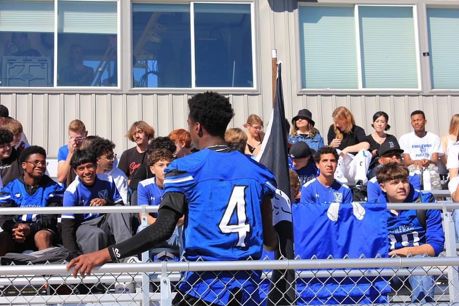 Gary Williams leads the charge for seniors during the pep rally